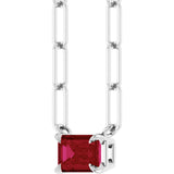 14K Gold Emerald Natural Ruby Solitaire Necklace - White Gold - view 2