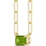 14K Gold Emerald Natural Peridot Solitaire Necklace - Yellow Gold - view 2