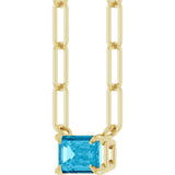 14K Gold Emerald Natural Aquamarine Solitaire Necklace - Yellow Gold - view 2