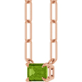 14K Gold Emerald Natural Peridot Solitaire Necklace - Rose Gold - view 2