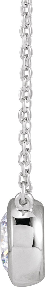 14K Gold Round Lab-Grown Diamond Necklace - White Gold - view 2