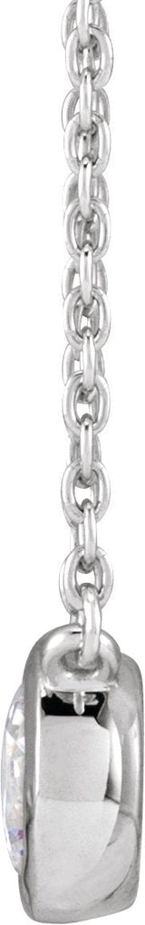 14K Gold Round Lab-Grown Diamond Necklace - White Gold - view 2