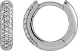 14K Gold Round Lab-Grown Diamond Hoop Earrings – 1/4 CTW - White Gold