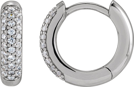 14K Gold Round Lab-Grown Diamond Hoop Earrings – 1/4 CTW - White Gold