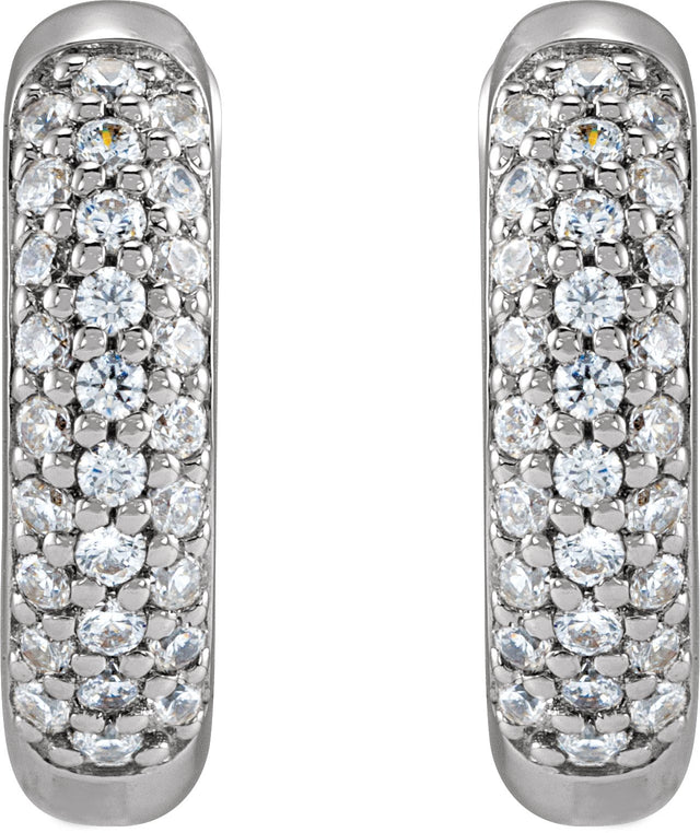 14K Gold Round Lab-Grown Diamond Hoop Earrings – 1/4 CTW - White Gold - view 2