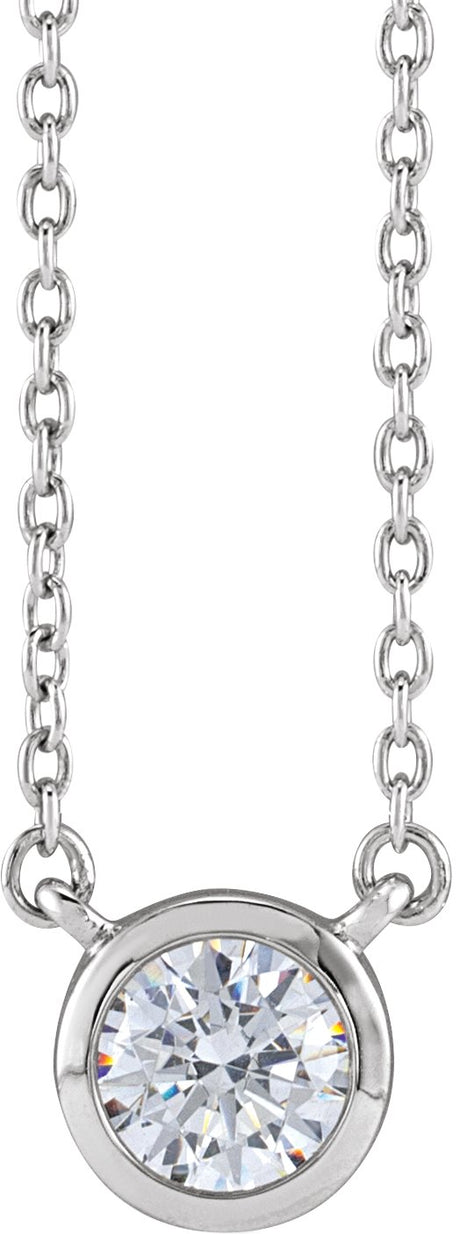 14K Gold Round Lab-Grown Diamond Necklace - White Gold