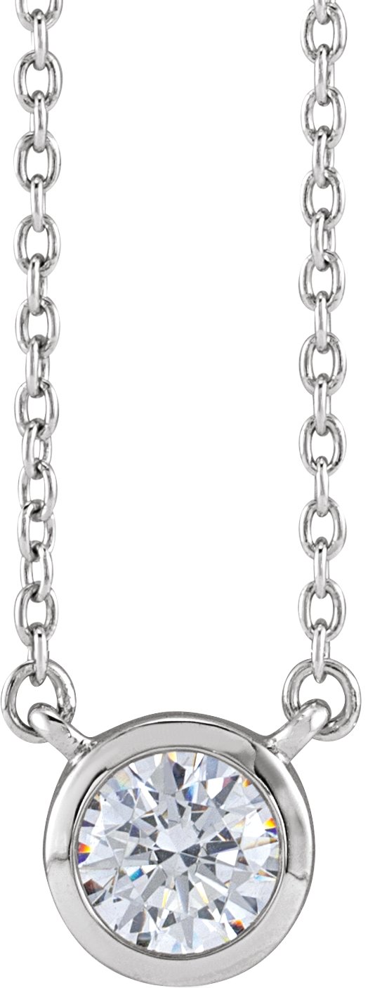 14K Gold Round Lab-Grown Diamond Necklace - White Gold