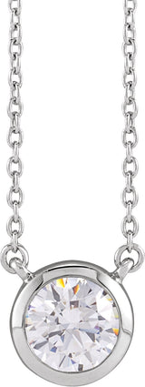 14K Gold Round Lab-Grown Diamond Necklace - White Gold