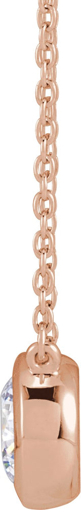 14K Gold Round Lab-Grown Diamond Necklace - Rose Gold - view 2