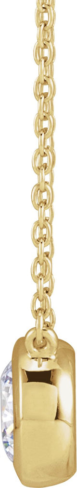 14K Gold Round Lab-Grown Diamond Necklace - Yellow Gold - view 2
