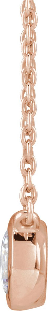 14K Gold Round Lab-Grown Diamond Necklace - Rose Gold - view 2