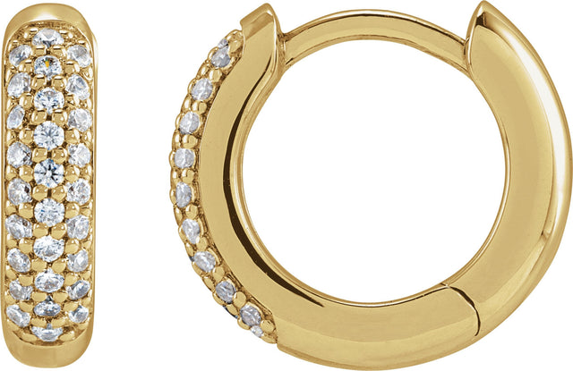 14K Gold Round Lab-Grown Diamond Hoop Earrings – 1/4 CTW - Yellow Gold
