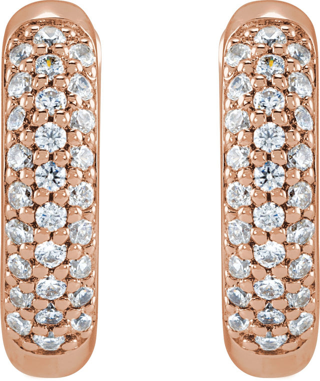 14K Gold Round Lab-Grown Diamond Hoop Earrings – 1/4 CTW - Rose Gold - view 2