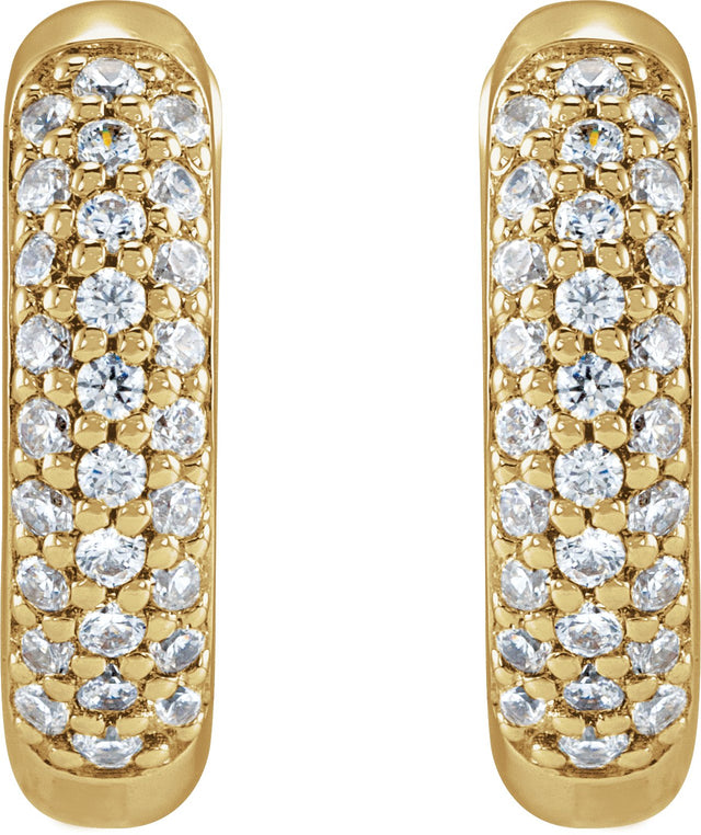 14K Gold Round Lab-Grown Diamond Hoop Earrings – 1/4 CTW - Yellow Gold - view 2