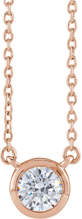 14K Gold Round Lab-Grown Diamond Necklace - Rose Gold