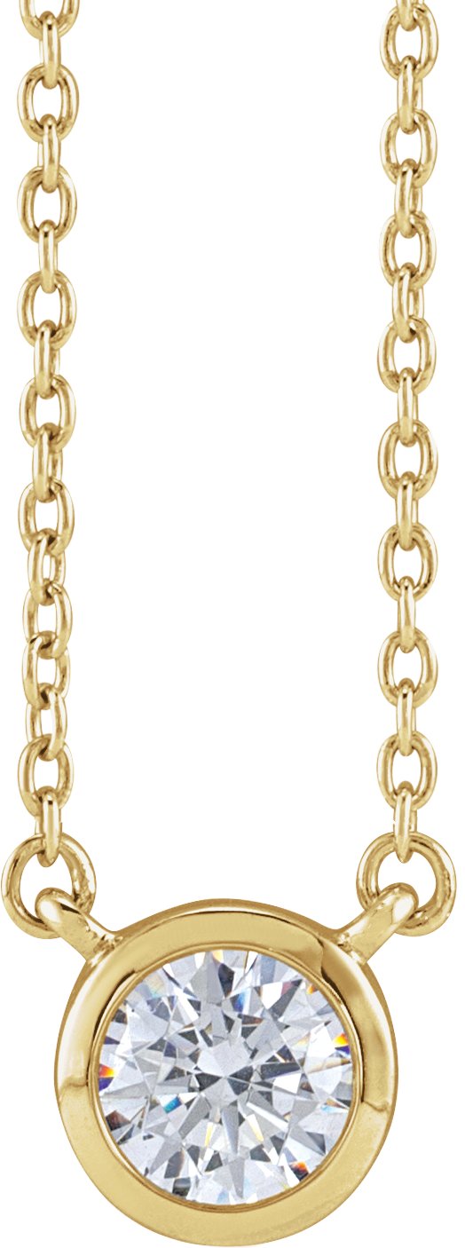 14K Gold Round Lab-Grown Diamond Necklace - Yellow Gold