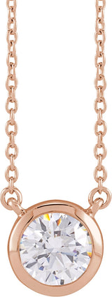 14K Gold Round Lab-Grown Diamond Necklace - Rose Gold