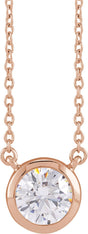 14K Gold Round Lab-Grown Diamond Necklace - Rose Gold