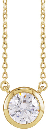 14K Gold Round Lab-Grown Diamond Necklace - Yellow Gold