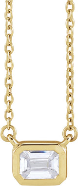 14K Gold Emerald Lab-Grown Diamond Necklace - Yellow Gold