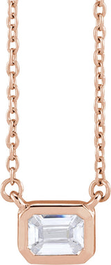 14K Gold Emerald Lab-Grown Diamond Necklace - Rose Gold