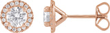 14K Gold Round Lab-Grown Diamond Cocktail-Style Halo-Style Stud Earrings - Rose Gold