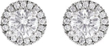 14K Gold Round Lab-Grown Diamond Cocktail-Style Halo-Style Stud Earrings - White Gold - view 2