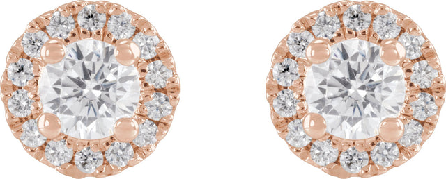 14K Gold Round Lab-Grown Diamond Cocktail-Style Halo-Style Stud Earrings - Rose Gold - view 2