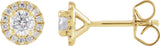 14K Gold Round Lab-Grown Diamond Cocktail-Style Halo-Style Stud Earrings - Yellow Gold