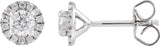 14K Gold Round Lab-Grown Diamond Cocktail-Style Halo-Style Stud Earrings - White Gold