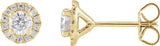 14K Gold Round Lab-Grown Diamond Cocktail-Style Halo-Style Stud Earrings - Yellow Gold