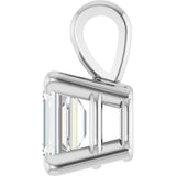 Platinum Natural Diamond Emerald 4-Prong Solitaire Pendant - view 7
