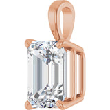 14K Gold Lab-Grown Diamond Emerald 4-Prong Solitaire Pendant - Rose Gold - view 5