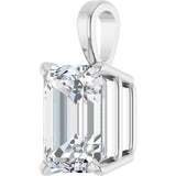 Platinum Lab-Grown Diamond Emerald 4-Prong Solitaire Pendant - view 5