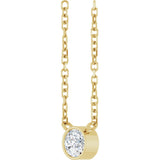 14K Gold Round Natural Diamond Bezel-Set Solitaire Necklace – up to 0.015 CTW - Yellow Gold - view 5