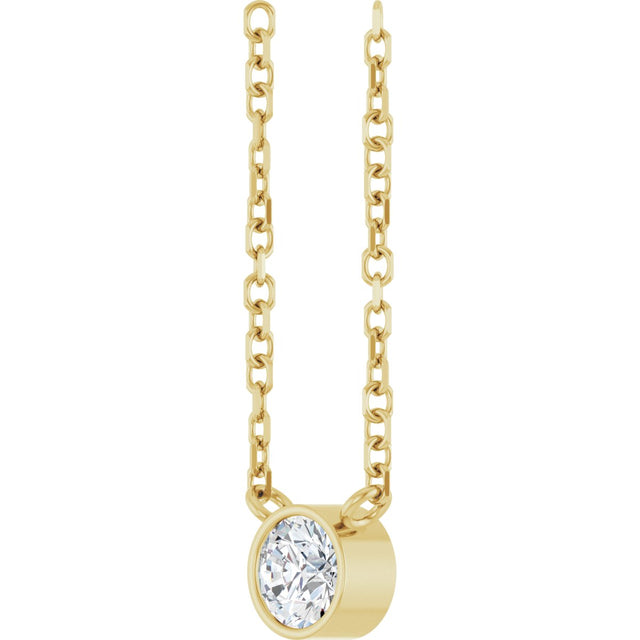 14K Gold Round Natural Diamond Bezel-Set Solitaire Necklace – up to 0.015 CTW - Yellow Gold - view 5