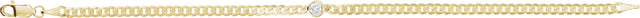14K Gold Round Natural Diamond Bezel-Set Solitaire Curb Link Bracelet - view 4