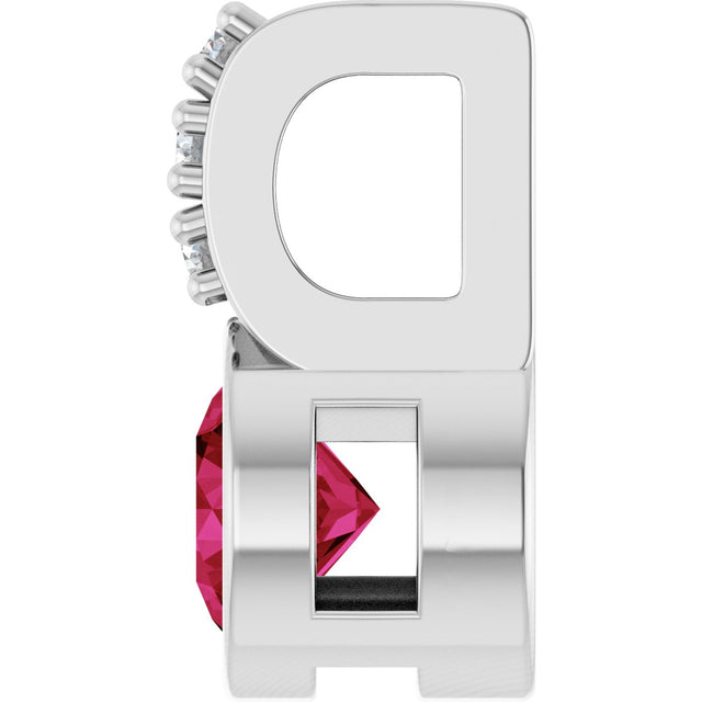 Platinum Round Natural Ruby Accented Bezel-Set Pendant - view 6