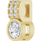14K Gold Round Natural White Sapphire Accented Bezel-Set Pendant - Yellow Gold - view 5