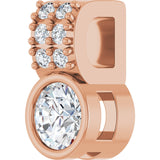 14K Gold Round Natural White Sapphire Accented Bezel-Set Pendant - Rose Gold - view 5