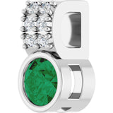 14K Gold Round Lab-Grown Emerald Accented Bezel-Set Pendant - White Gold - view 5
