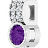 14K Gold Round Natural Amethyst Accented Bezel-Set Pendant - White Gold - view 5