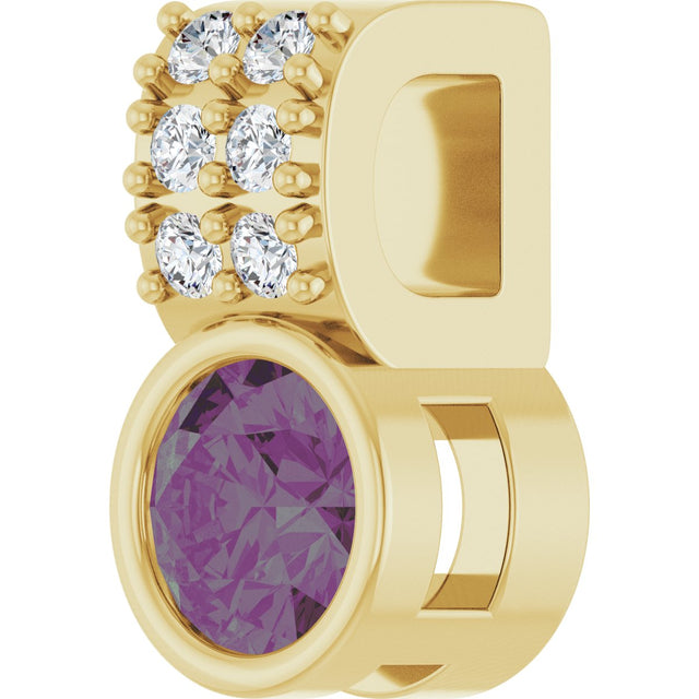 14K Gold Round Lab-Grown Alexandrite Accented Bezel-Set Pendant - Yellow Gold - view 5