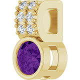 14K Gold Round Natural Amethyst Accented Bezel-Set Pendant - Yellow Gold - view 5