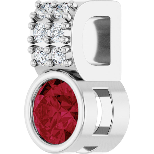 14K Gold Round Natural Ruby Accented Bezel-Set Pendant - White Gold - view 5