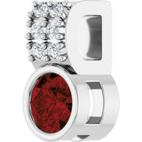 14K Gold Round Natural Mozambique Garnet Accented Bezel-Set Pendant - White Gold - view 5