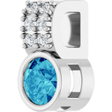 14K Gold Round Natural Blue Zircon Accented Bezel-Set Pendant - White Gold - view 5