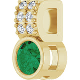 14K Gold Round Natural Emerald Accented Bezel-Set Pendant - Yellow Gold - view 5