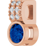 14K Gold Round Lab-Grown Blue Sapphire Accented Bezel-Set Pendant - Rose Gold - view 5