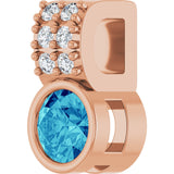 14K Gold Round Natural Blue Zircon Accented Bezel-Set Pendant - Rose Gold - view 5